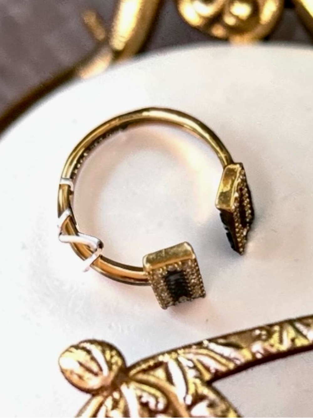 Kate Spade Raise the Bar Pavé Crystal Black Enamel Ring - Picture 3 of 4